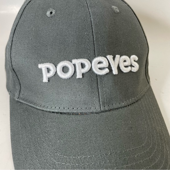 Popeyes Chicken Restaurant Employee Uniform Strapback Hat Cap Gray - Picture 5 of 8